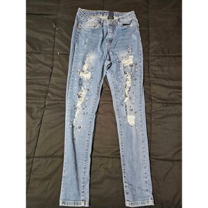 Funky Soul Embellished Distressed Jeans | Size 29 | Princesscore Coquette Glam
